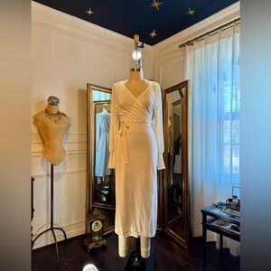 ASOS DESIGN Cream Wrap Sweater Dress